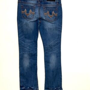 21 Black" by Rue Women’s Blue Distressed Denim Boot Cut Jeans - Size 5/6